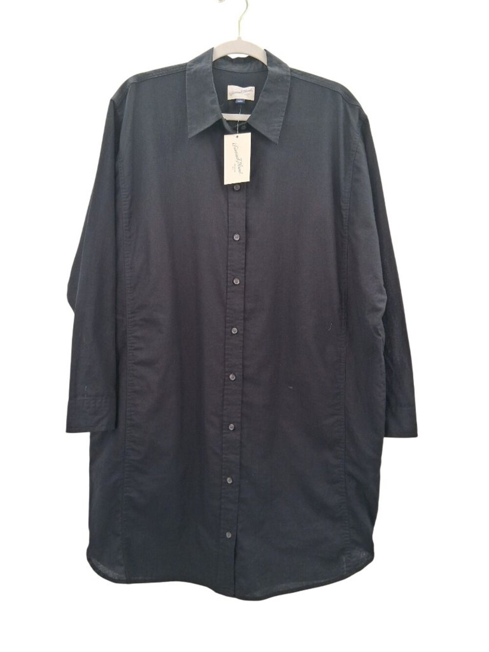 Universal Thread Black Long-Sleeve Shirt Dress Size Large Cotton Linen Blend